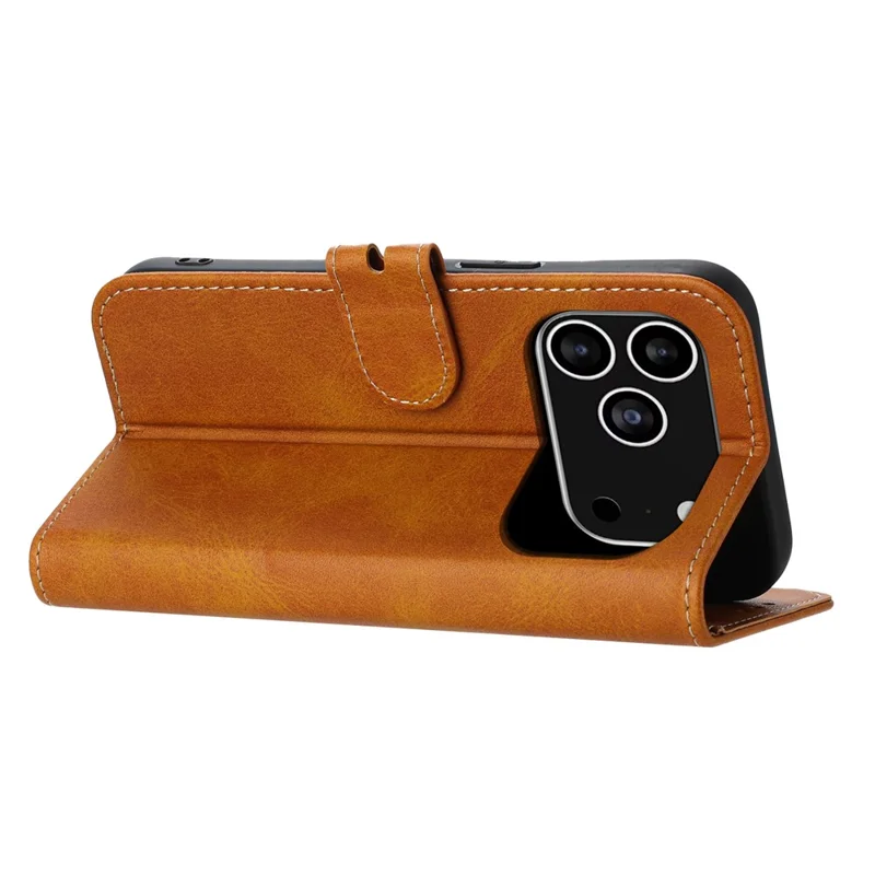 For iPhone 17 Pro Case Happy Cat Pattern Imprinted Leather Wallet Phone Cover - Yellow