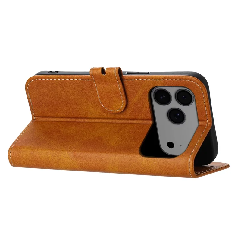 For iPhone 17 Pro Max Case Happy Cat Pattern Imprinted Leather Wallet Phone Cover - Yellow