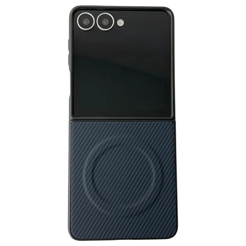 Capa Magnética WANLONFENG TQ Series para Samsung Galaxy Z Flip7 5G com Textura de Fibra de Carbono em PC e TPU (Abertura Grande para Lente)