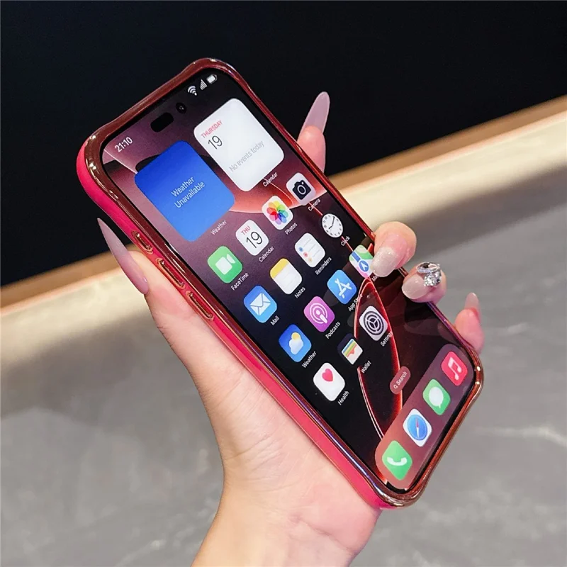 For iPhone 16 Pro Max Magnetic Case Electroplated 2.0mm Acrylic TPU Phone Back Cover - Red