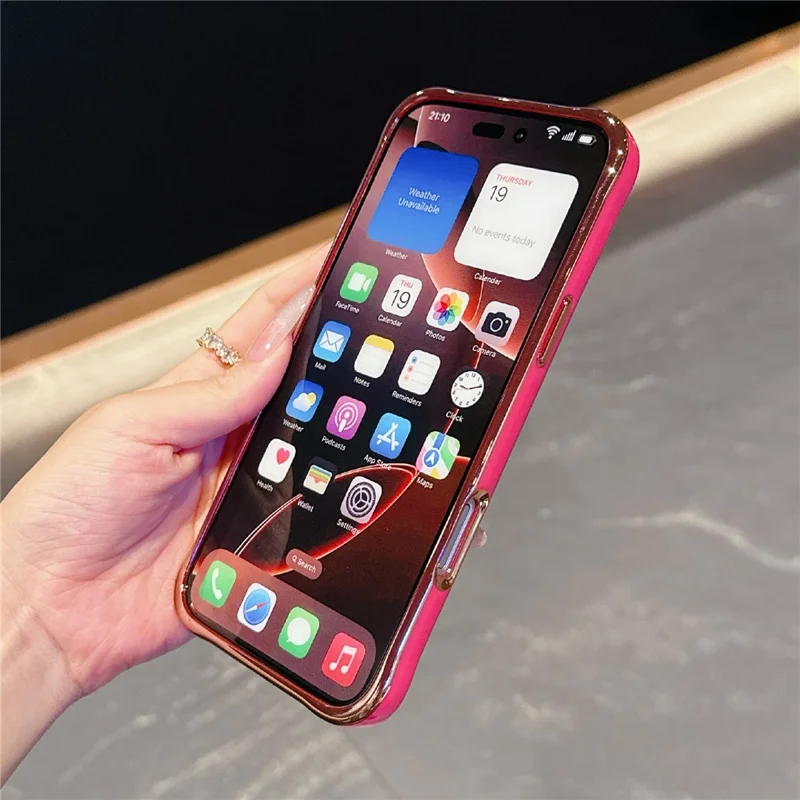 For iPhone 16 Pro Max Magnetic Case Electroplated 2.0mm Acrylic TPU Phone Back Cover - Red