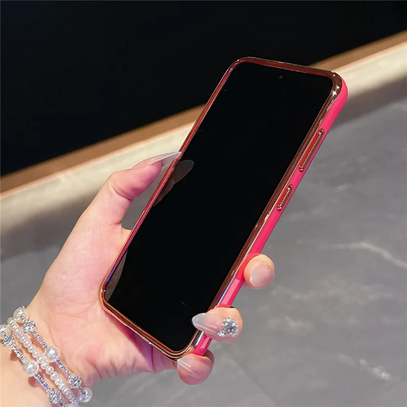 For Samsung Galaxy S25+  /  S24+ Magnetic Case Electroplated 2.0mm Acrylic TPU Phone Back Cover - Red
