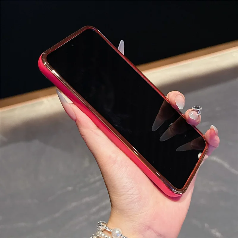 For Samsung Galaxy S25+  /  S24+ Magnetic Case Electroplated 2.0mm Acrylic TPU Phone Back Cover - Red