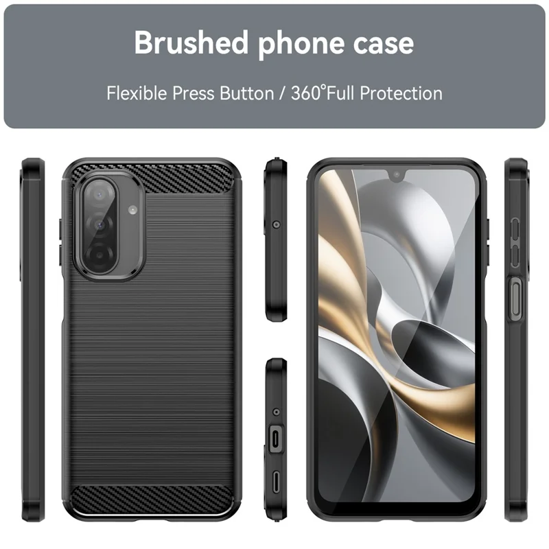 WANLONFENG LS Series For Samsung Galaxy A17 5G Case with Screen Film, Large Lens Hole Brushed Texture TPU Phone Cover - Black