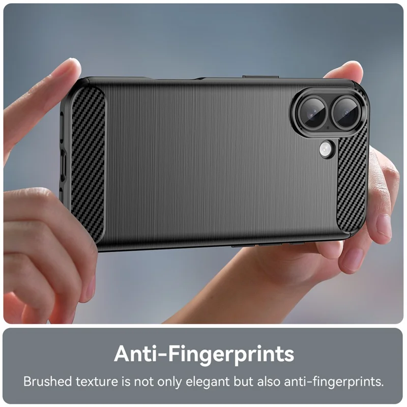 WANLONFENG LS Series For iPhone 17 Case with Screen Film, Brushed Texture Shockproof TPU Phone Cover - Black