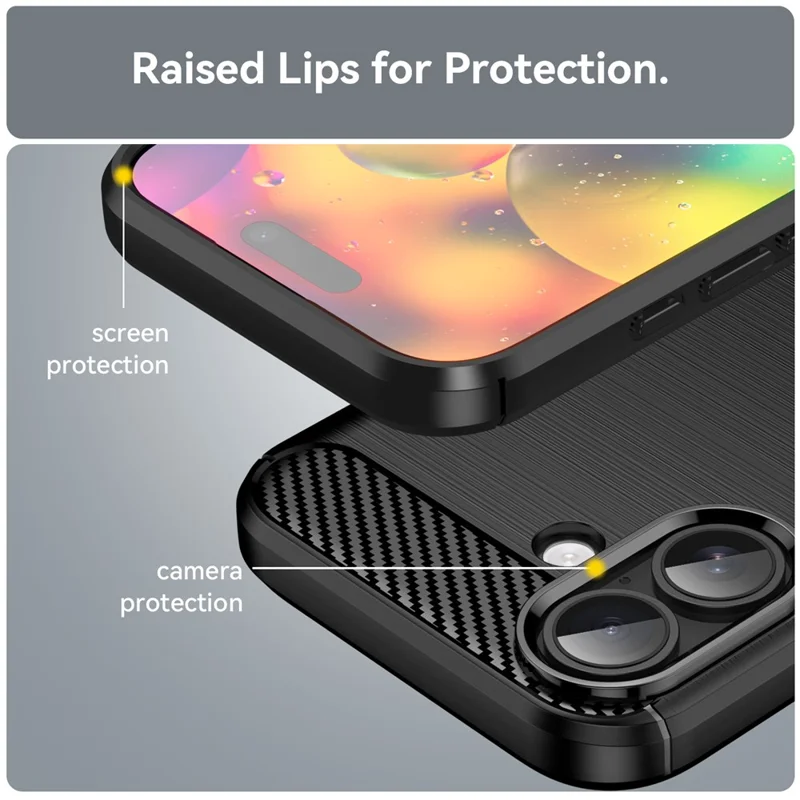 WANLONFENG LS Series For iPhone 17 Case with Screen Film, Brushed Texture Shockproof TPU Phone Cover - Black