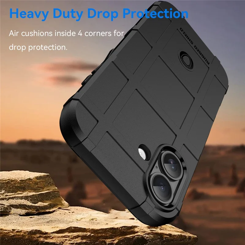 WANLONFENG HD Series For iPhone 17 Case with Screen Film Grid Design Anti-Slip TPU Phone Cover - Black