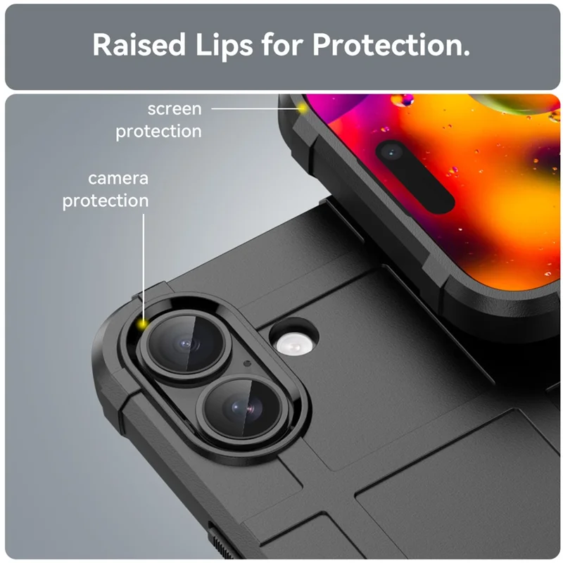 WANLONFENG HD Series For iPhone 17 Case with Screen Film Grid Design Anti-Slip TPU Phone Cover - Black