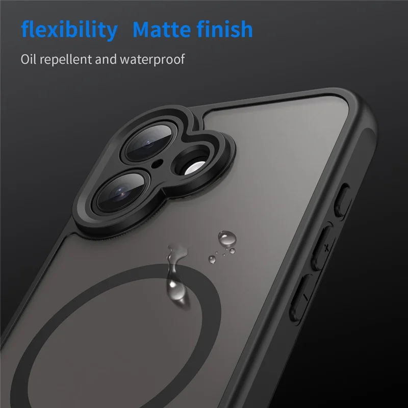 WANLONFENG FD Series For iPhone 17 Magnetic Case with Screen Film, Skin Touch TPU + PC Phone Back Cover - Black