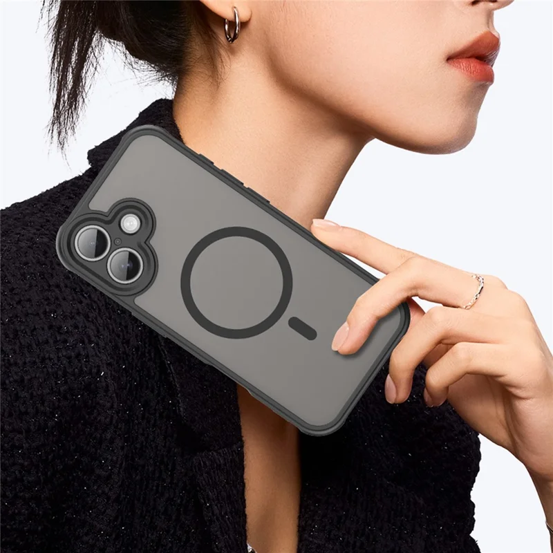 WANLONFENG FD Series For iPhone 17 Magnetic Case with Screen Film, Skin Touch TPU + PC Phone Back Cover - Black