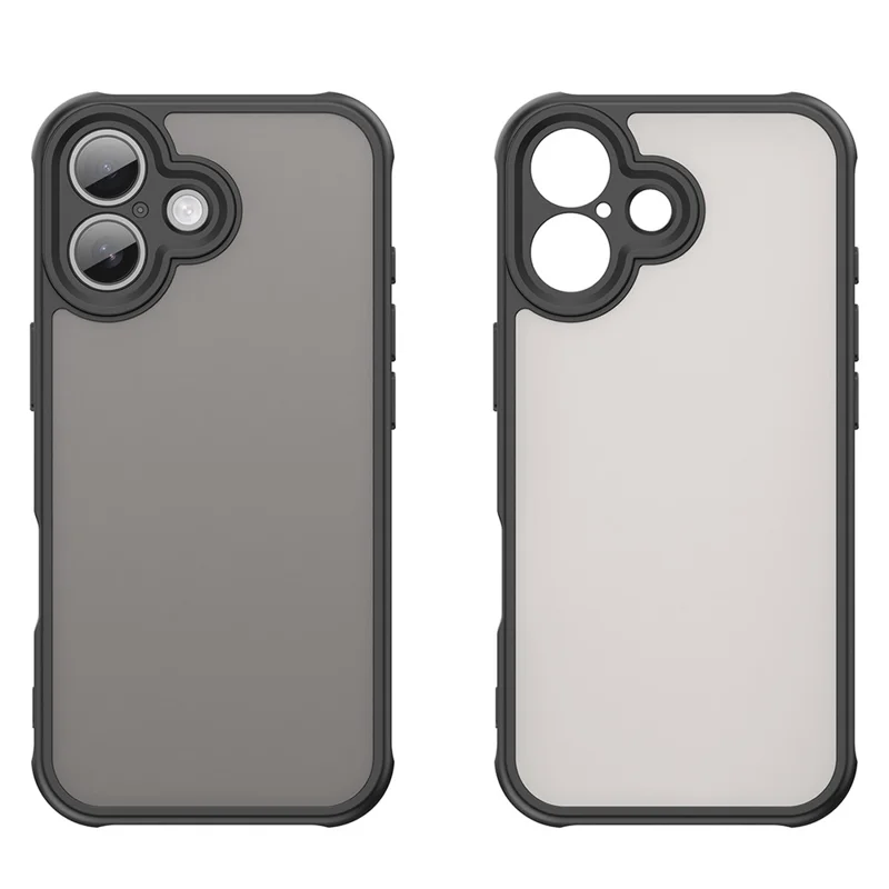 WANLONFENG FD Series For iPhone 17 Case with Screen Film, Skin Touch TPU PC Phone Back Cover - Black