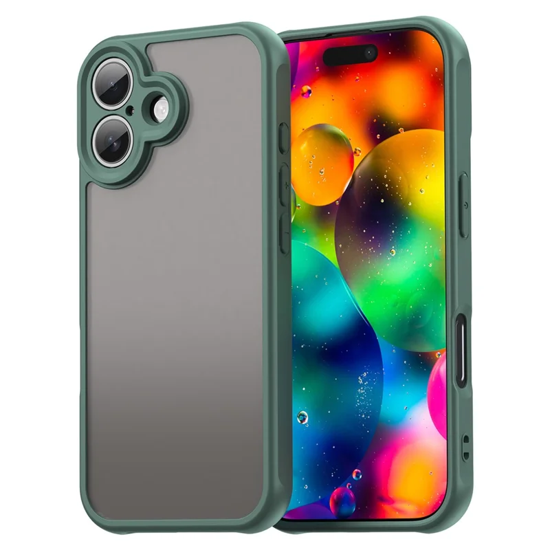WANLONFENG FD Series For iPhone 17 Case with Screen Film, Skin Touch TPU PC Phone Back Cover - Green