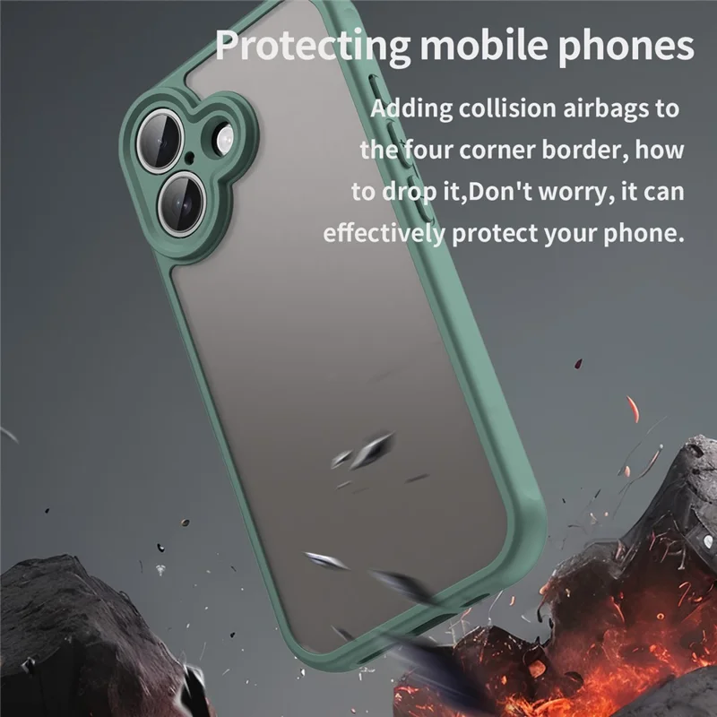 WANLONFENG FD Series For iPhone 17 Case with Screen Film, Skin Touch TPU PC Phone Back Cover - Green