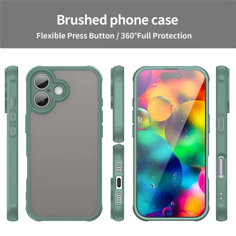 WANLONFENG FD Series For iPhone 17 Case with Screen Film, Skin Touch TPU PC Phone Back Cover - Green