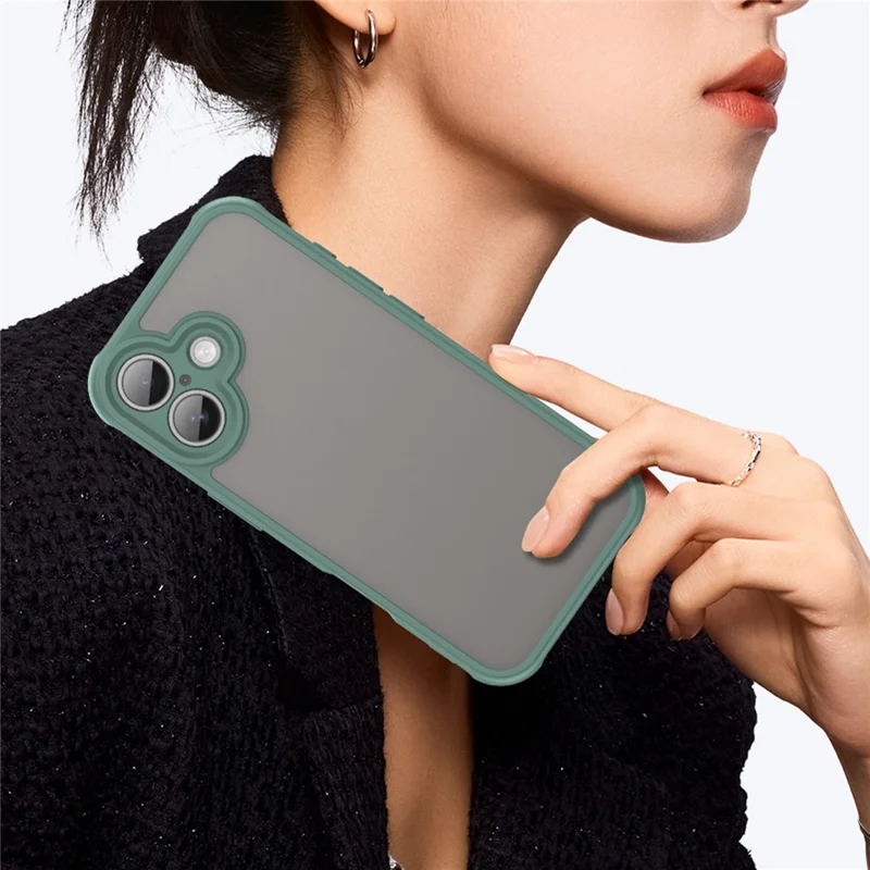 WANLONFENG FD Series For iPhone 17 Case with Screen Film, Skin Touch TPU PC Phone Back Cover - Green