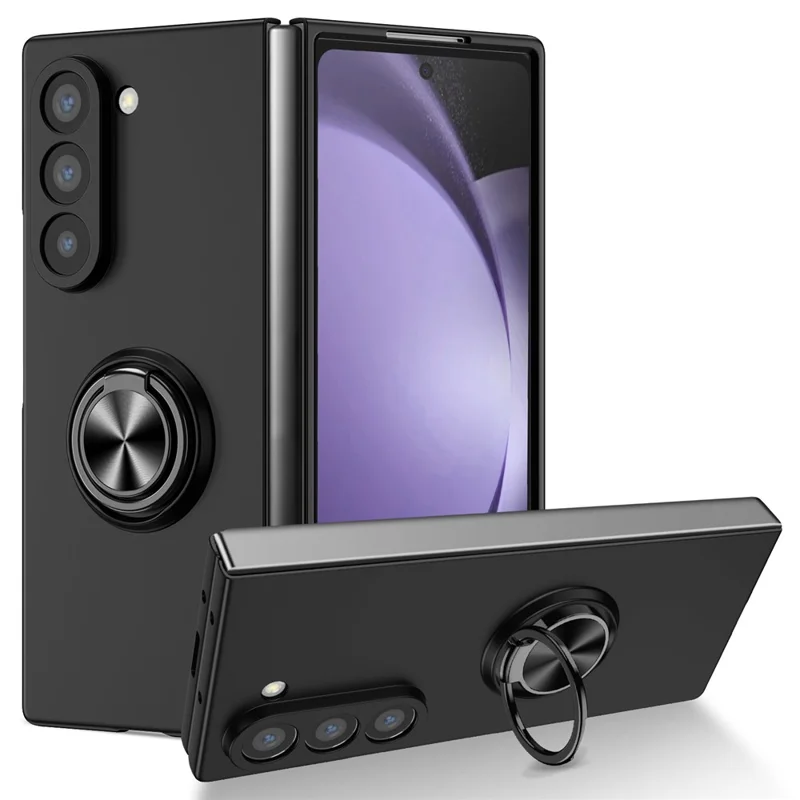 Cover per Samsung Galaxy Z Fold7 5G con Anello Rotante e Supporto - Rigido PC - Nero