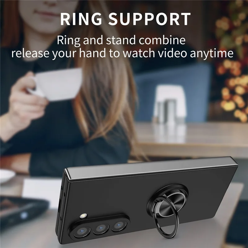 Cover per Samsung Galaxy Z Fold7 5G con Anello Rotante e Supporto - Rigido PC - Nero
