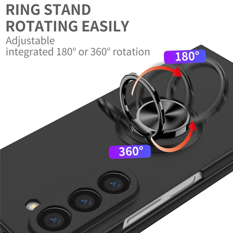 Cover per Samsung Galaxy Z Fold7 5G con Anello Rotante e Supporto - Rigido PC - Nero