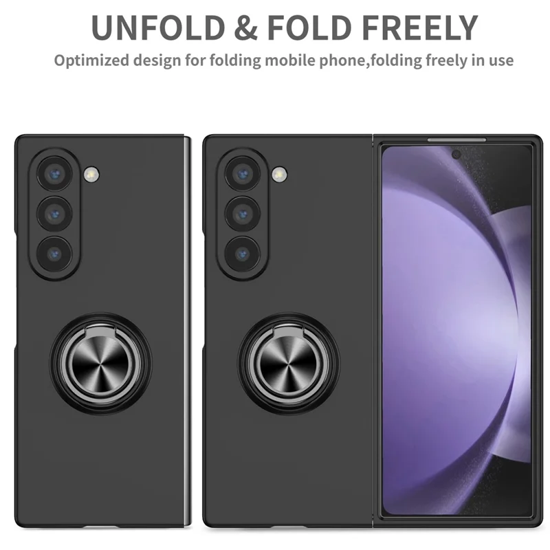 Cover per Samsung Galaxy Z Fold7 5G con Anello Rotante e Supporto - Rigido PC - Nero