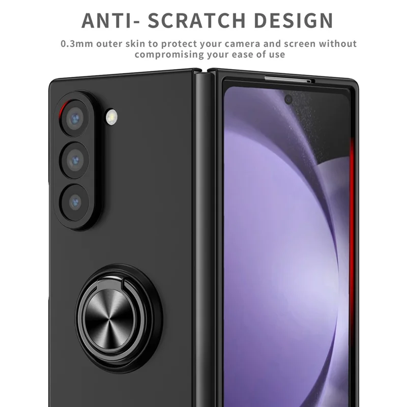 Cover per Samsung Galaxy Z Fold7 5G con Anello Rotante e Supporto - Rigido PC - Nero