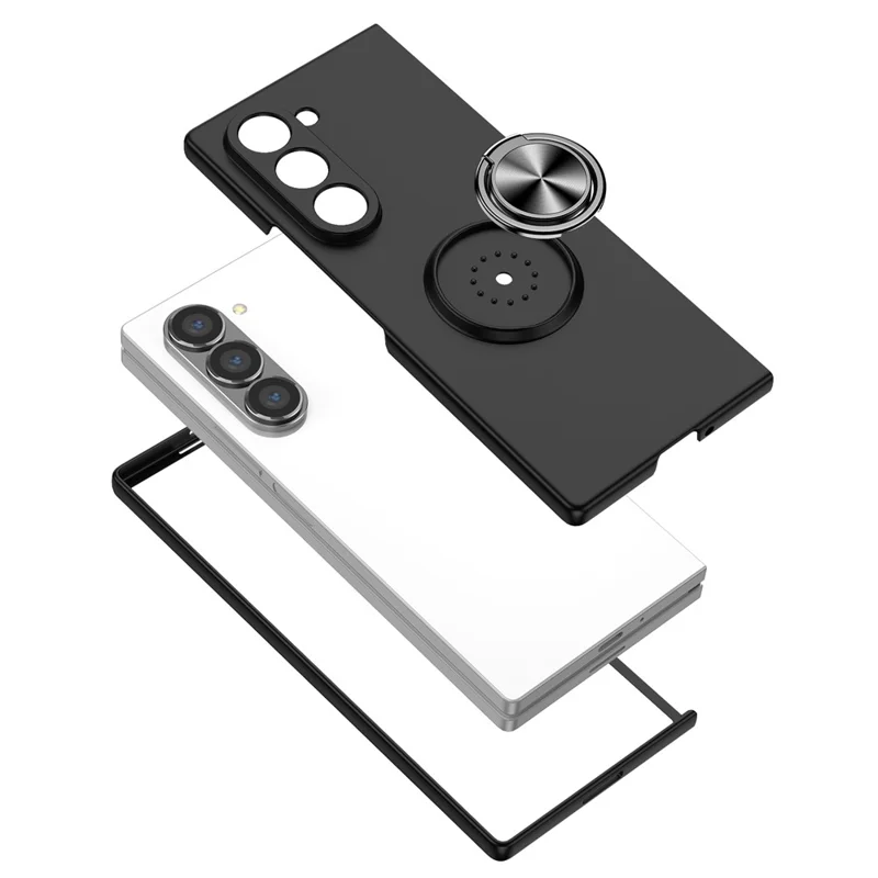 Cover per Samsung Galaxy Z Fold7 5G con Anello Rotante e Supporto - Rigido PC - Nero