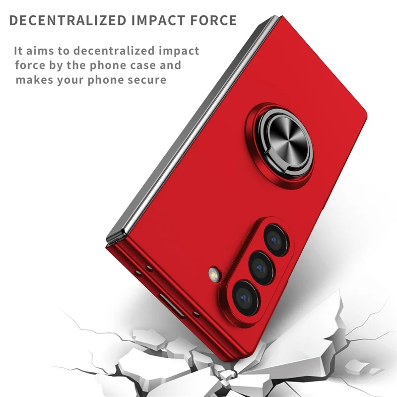 For Samsung Galaxy Z Fold7  5G Case Rotatable Ring Kickstand Hard PC Phone Cover - Red