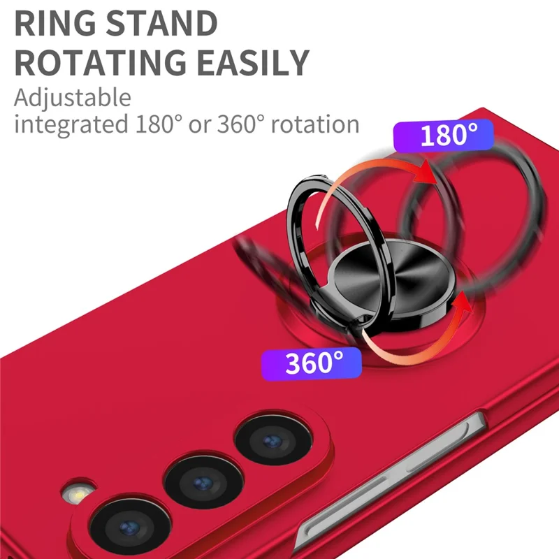 For Samsung Galaxy Z Fold7  5G Case Rotatable Ring Kickstand Hard PC Phone Cover - Red