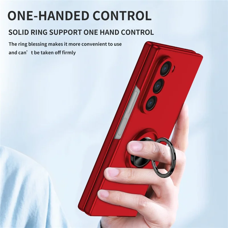 For Samsung Galaxy Z Fold7  5G Case Rotatable Ring Kickstand Hard PC Phone Cover - Red