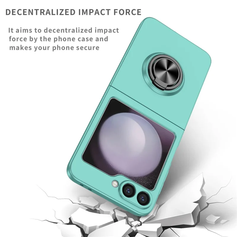 For Samsung Galaxy Z Flip7 5G Case Rotatable Ring Kickstand Hard PC Phone Cover - Sky Blue