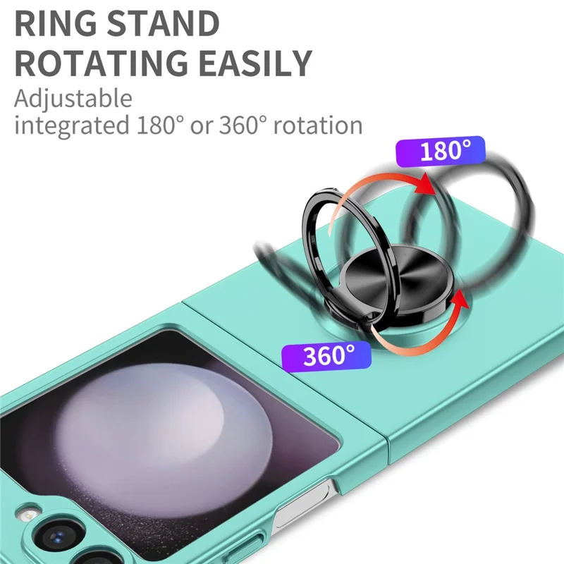 For Samsung Galaxy Z Flip7 5G Case Rotatable Ring Kickstand Hard PC Phone Cover - Sky Blue