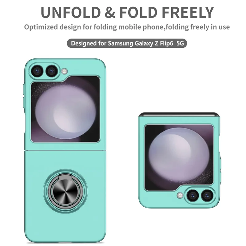 For Samsung Galaxy Z Flip7 5G Case Rotatable Ring Kickstand Hard PC Phone Cover - Sky Blue