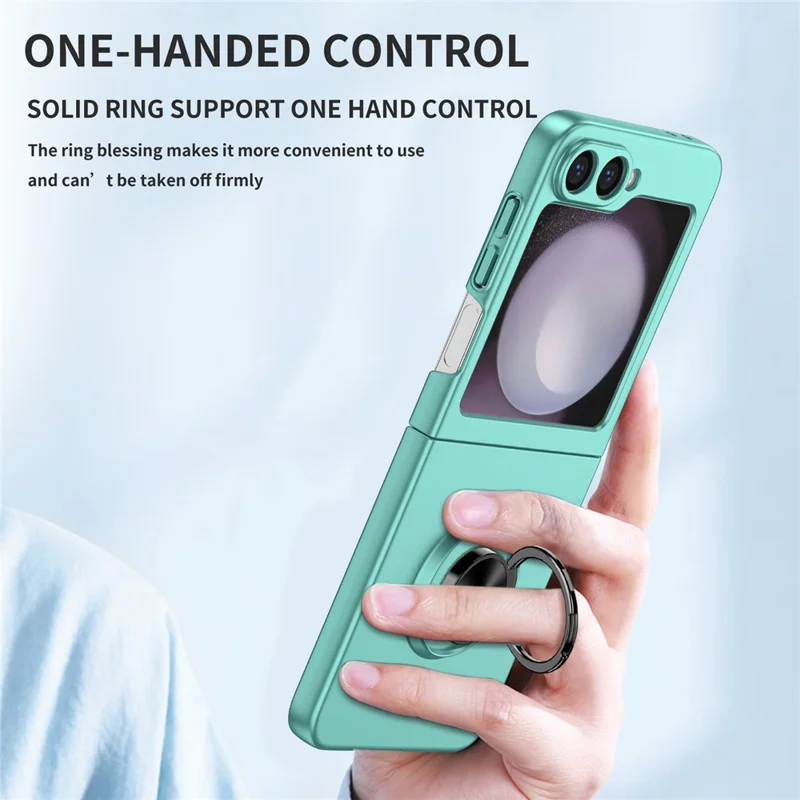For Samsung Galaxy Z Flip7 5G Case Rotatable Ring Kickstand Hard PC Phone Cover - Sky Blue