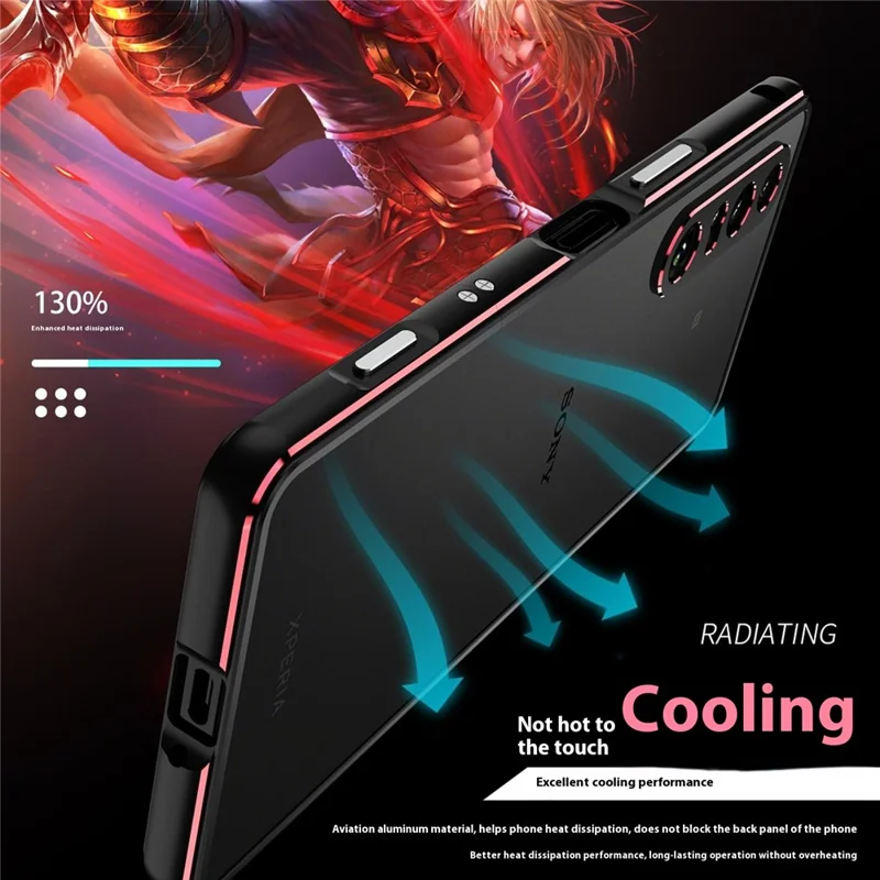 For Sony Xperia 1 VII Bumper Case Metal Frame Phone Cover with Camera Lens Guard - Black / Red