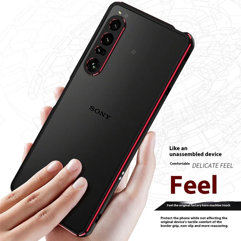 For Sony Xperia 1 VII Bumper Case Metal Frame Phone Cover with Camera Lens Guard - Black / Red