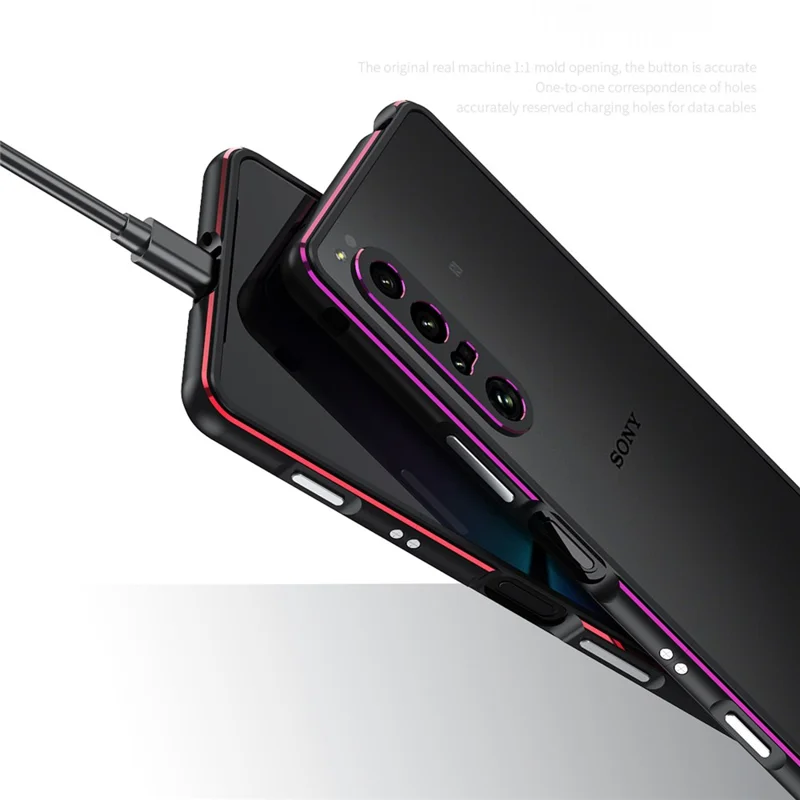 For Sony Xperia 1 VII Bumper Case Metal Frame Phone Cover with Camera Lens Guard - Black / Red