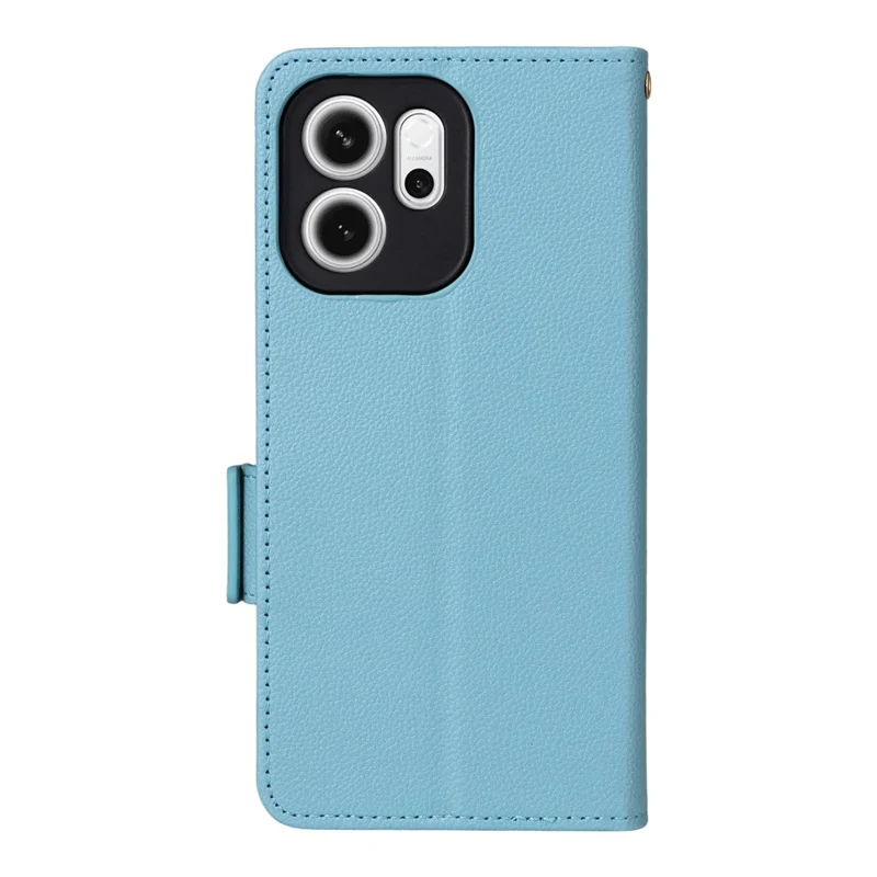 Funda para Oppo Reno14 F 5G con Correa de Muñeca, Textura de Cuero Tipo Líchi, Cartera - Azul Bebé