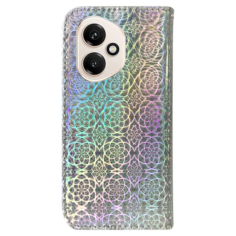 For Honor 400 5G (Global) Stand Case Dazzling Flower Leather Phone Cover with Wrist Strap - Grey