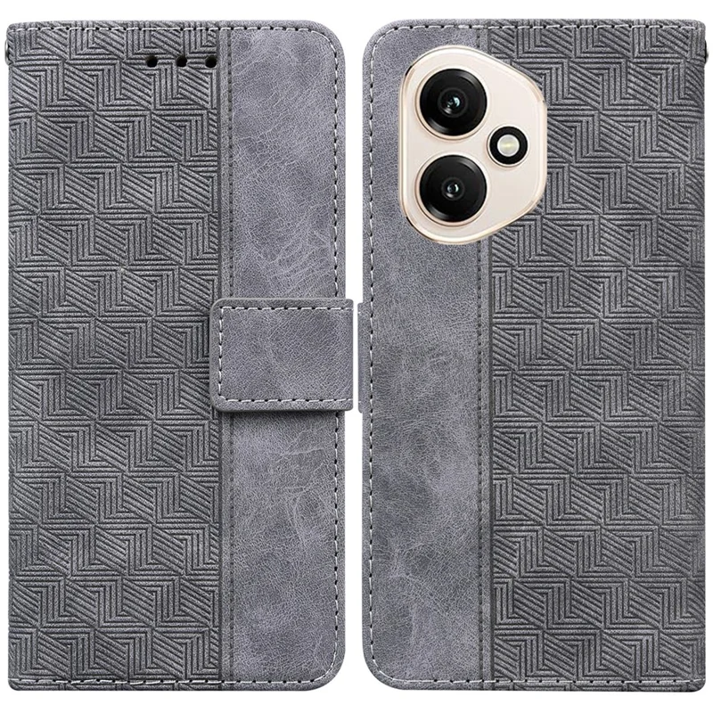 Étui For Honor 400 5G (Global) Motif Géométrique en Cuir avec Porte-Cartes et Dragonne - Gris