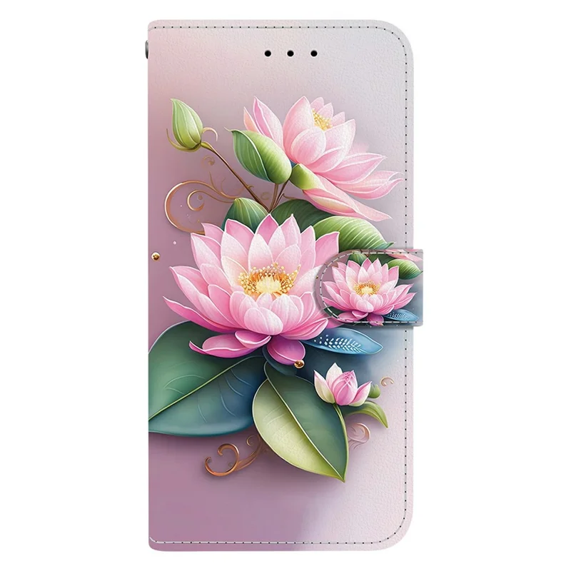 For Honor 400 5G (Global) Case Pattern Printing Leather Flip Wallet Phone Cover with Lanyard - Lotus