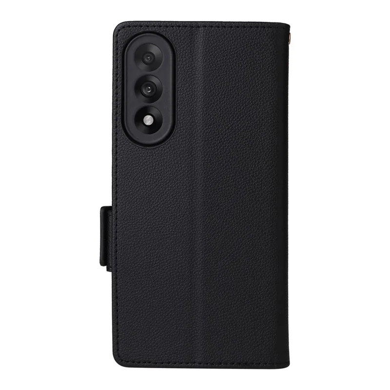 For OnePlus Nord 5 5G / Ace 5 Ultra 5G Case with Wrist Strap Litchi Texture PU Leather Wallet Phone Cover - Black