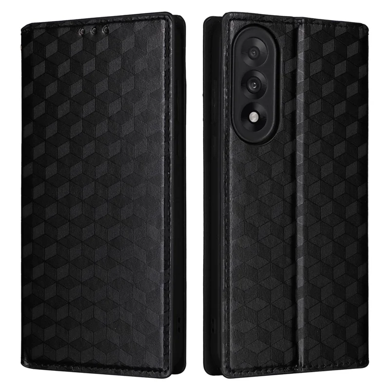 For OnePlus Nord 5 5G / Ace 5 Ultra 5G Case Wallet Rhombus Imprinted Leather Phone Cover - Black