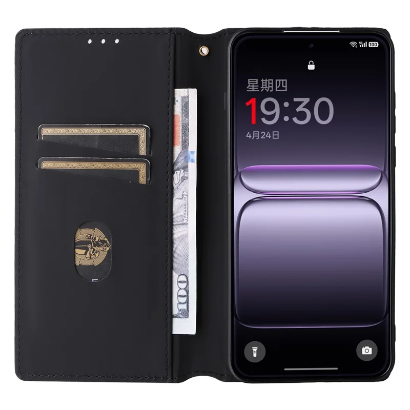 For OnePlus Nord 5 5G / Ace 5 Ultra 5G Case Wallet Rhombus Imprinted Leather Phone Cover - Black