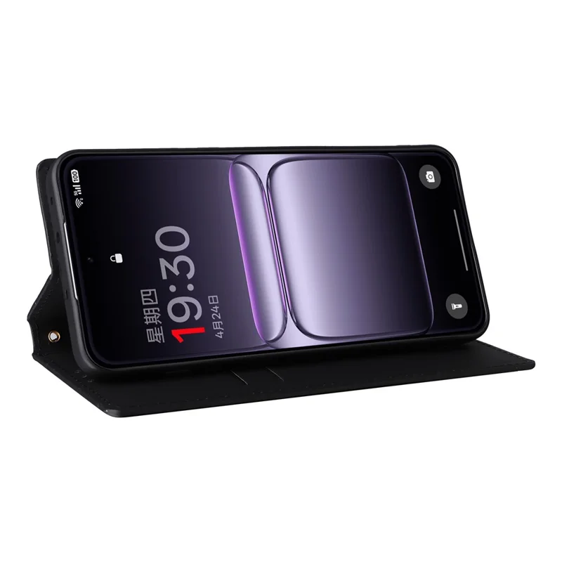 For OnePlus Nord 5 5G / Ace 5 Ultra 5G Case Wallet Rhombus Imprinted Leather Phone Cover - Black