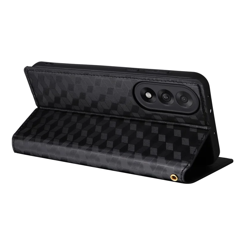 For OnePlus Nord 5 5G / Ace 5 Ultra 5G Case Wallet Rhombus Imprinted Leather Phone Cover - Black