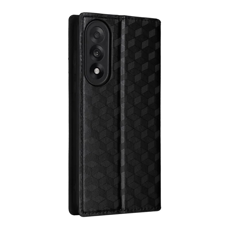 For OnePlus Nord 5 5G / Ace 5 Ultra 5G Case Wallet Rhombus Imprinted Leather Phone Cover - Black