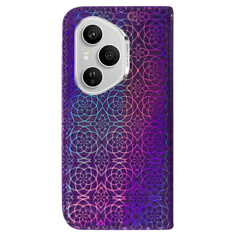 For Honor 400 Pro 5G (Global) Stand Case Dazzling Flower Leather Phone Cover with Wrist Strap - Purple