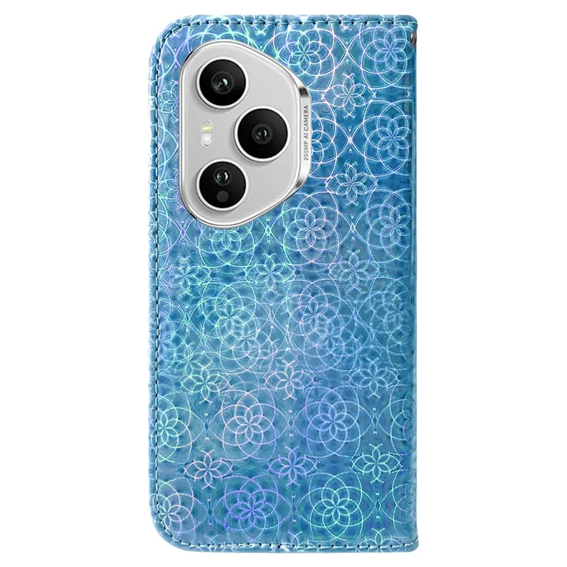 Cover per Honor 400 Pro 5G (Globale) con Custodia Supporto, Fiore Scintillante in Pelle con Cinturino da Polso - Blu