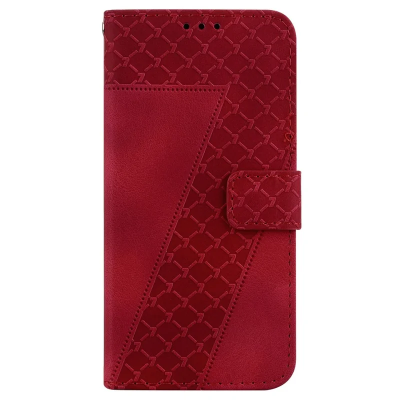 For Honor 400 Pro 5G (Global) Capa de Celular com Suporte em Padrão de 7 com Impressão em Couro e Alça - Vermelho