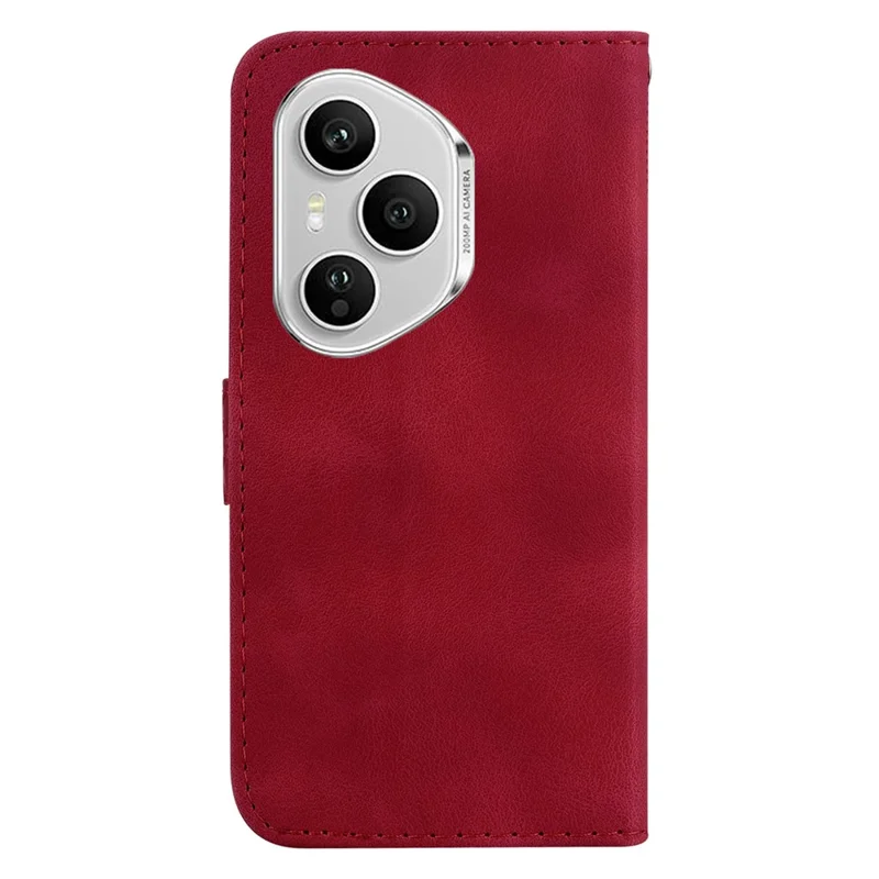 For Honor 400 Pro 5G (Global) Capa de Celular com Suporte em Padrão de 7 com Impressão em Couro e Alça - Vermelho