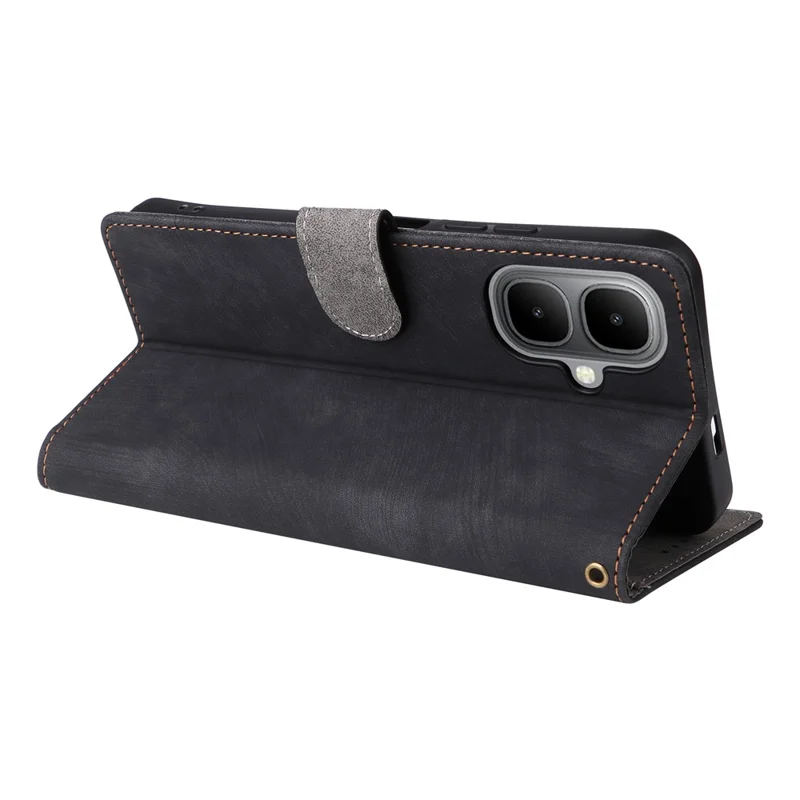 Pour Infinix Smart 10 / TECNO Pop 10 Étui Portefeuille Blocage RFID en Cuir PU avec Support et Lanière - Noir